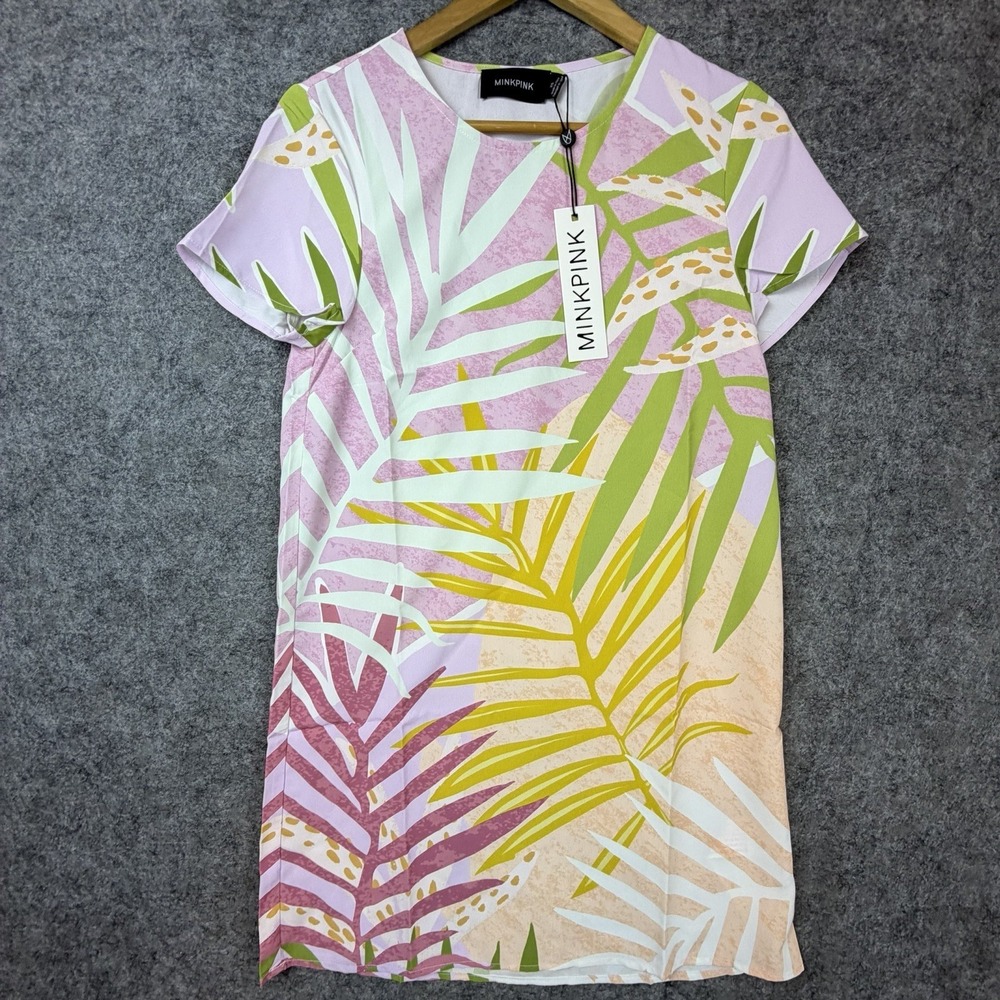 Minkpink Palm Springs T Shirt Mini‎ Dress Womens XS Tropical Chic Resortcore